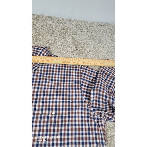Wrangler Shirt Mens XXL Red Blue Plaid Western Pearl Snap Long Sleeve Cowboy - Picture 7 of 9